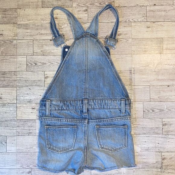 Retro, ON, Light Wash, Lace Trim, Denim Overall Shorts - Picture 3 of 9